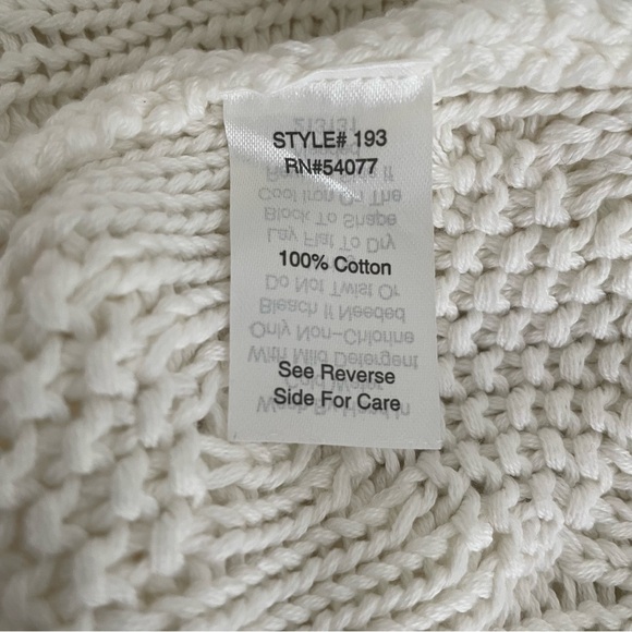 CAbi open cable knit mix media beige cardigan 100% cotton, trapped front Sz: XS - Picture 10 of 10